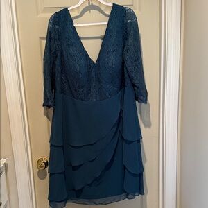 NWT Azazie 3/4 Sleeve Ink Blue Party Dress, Size 24